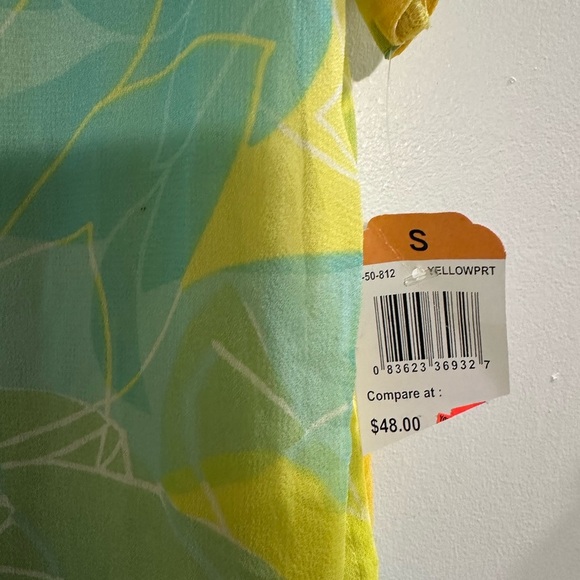 Barbizon Womens Dress Cover Up Gown Maxi Yellow Blue Beach Lined Small NWT - Picture 3 of 5